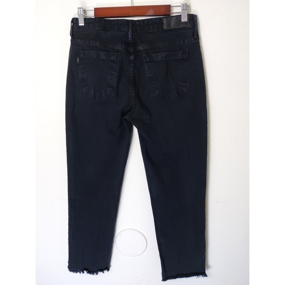 Parker Smith Black Cotton Blend Raw Hem Shark Bite Straight Jeans Size 25 - Picture 5 of 8